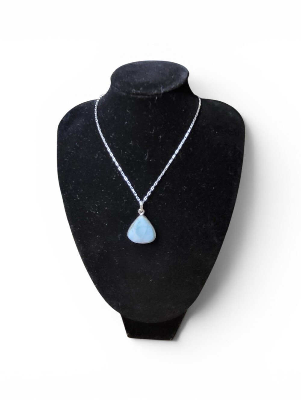 Larimar Teardrop Pendant With 925 Sterling Bezel- RARE- Chain Not Incl.